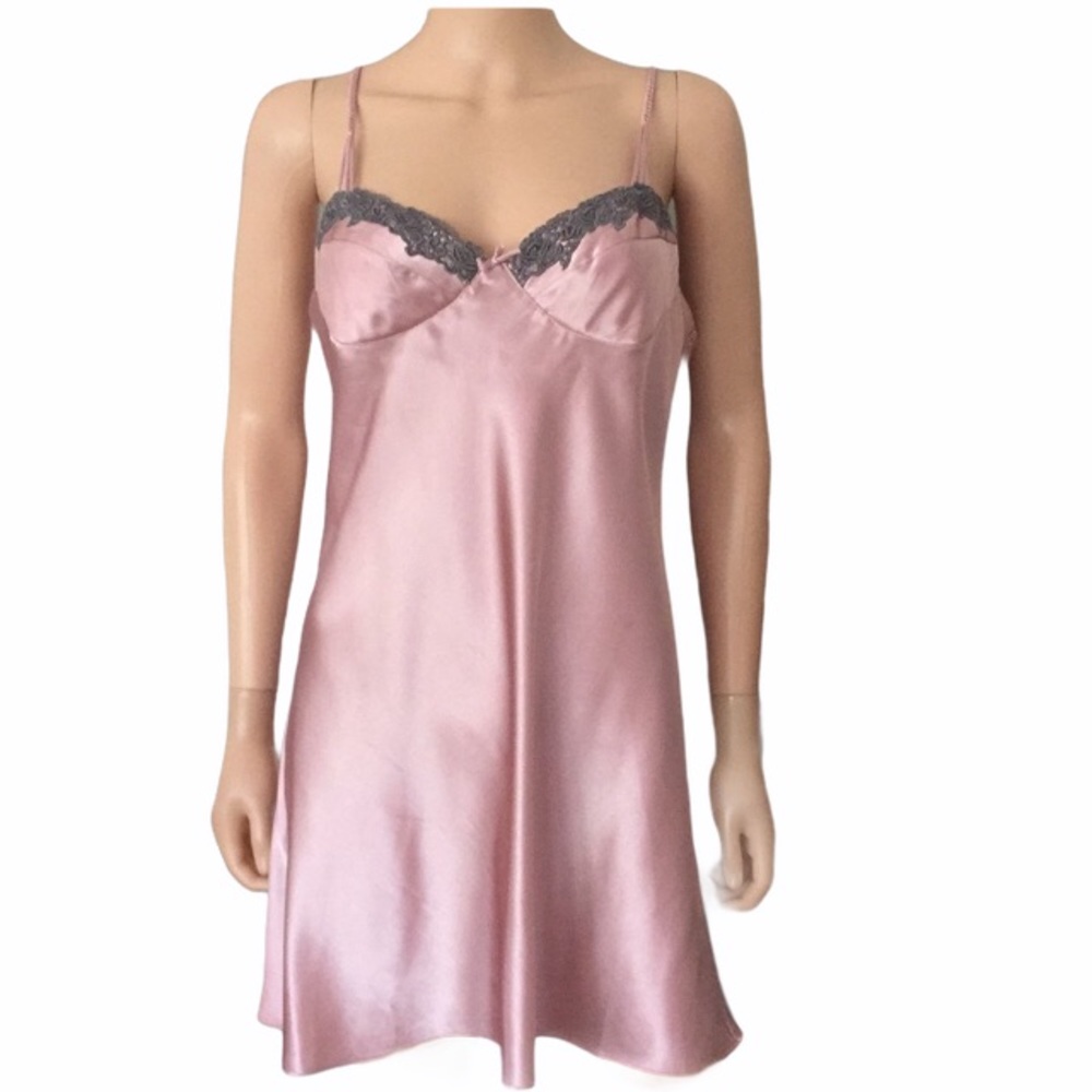 The Women’s Lingerie Collection satin and gray slip dress